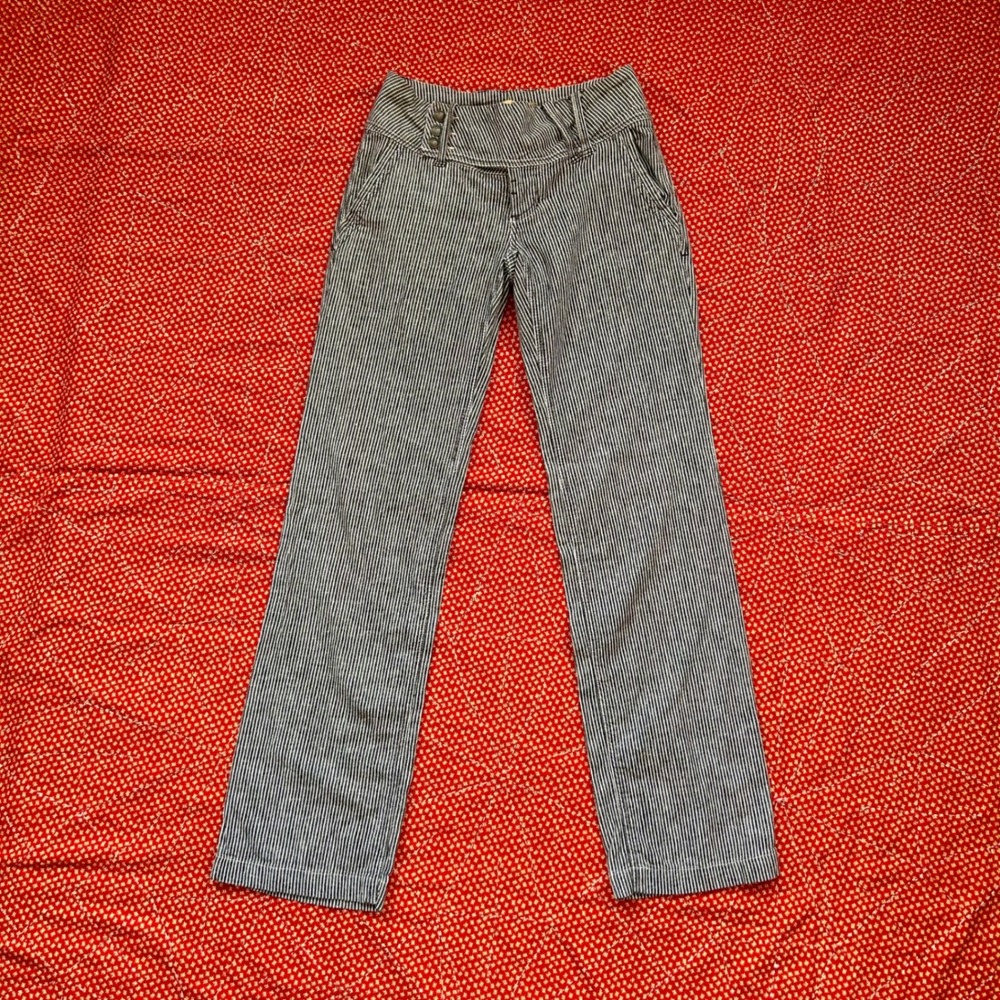Tyte Jeans Womens Size 5 Blue White Pinstripe Low Rise Flare Pants JT4340